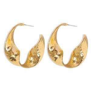 Gold Geometric Style C-Shape Hoop Earrings